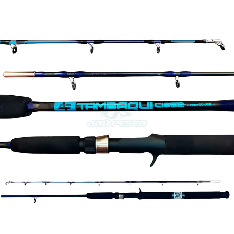 Kit de Pesca Vara 1,65m 30lbs + Carretilha Black Tamba BT11 Direita + Linha Multi