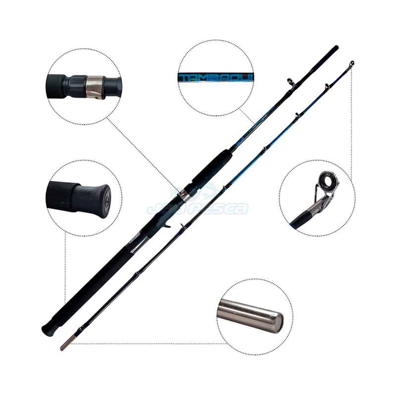 Kit de Pesca Vara 1,65m 30lbs + Carretilha Black Tamba BT11 Direita + Linha Mono