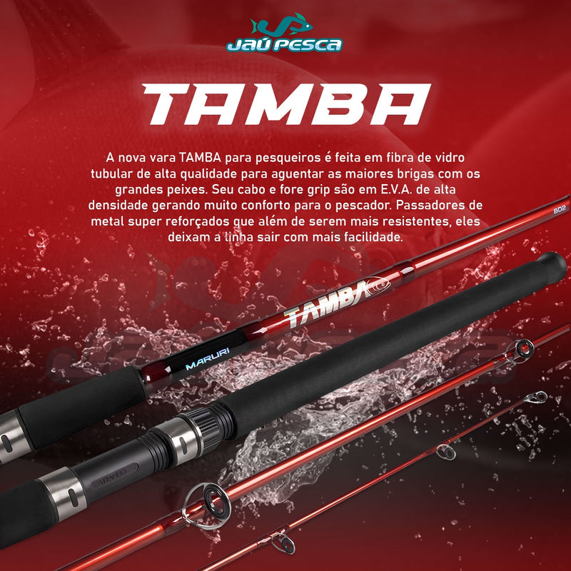 Kit de Pesca Vara 1,80m 40-80lbs + Carretilha Black Tamba BT11 Esquerda