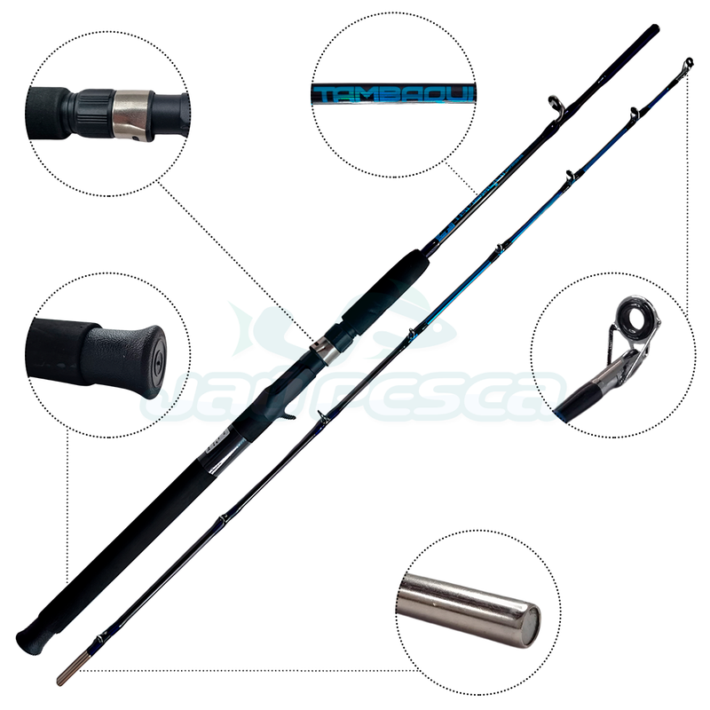 Kit Vara de Pesca 1,65m 30lbs + Carretilha Montana DS Direita + Linha Multi