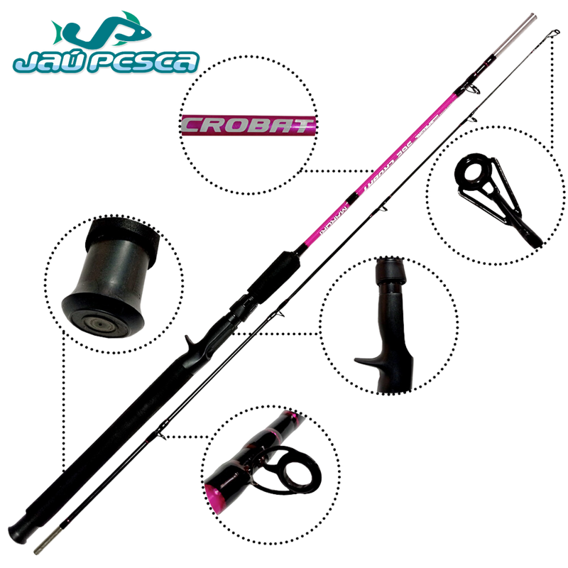 Kit De Pesca Crobat Rosa (Vara + Carretilha) Maruri