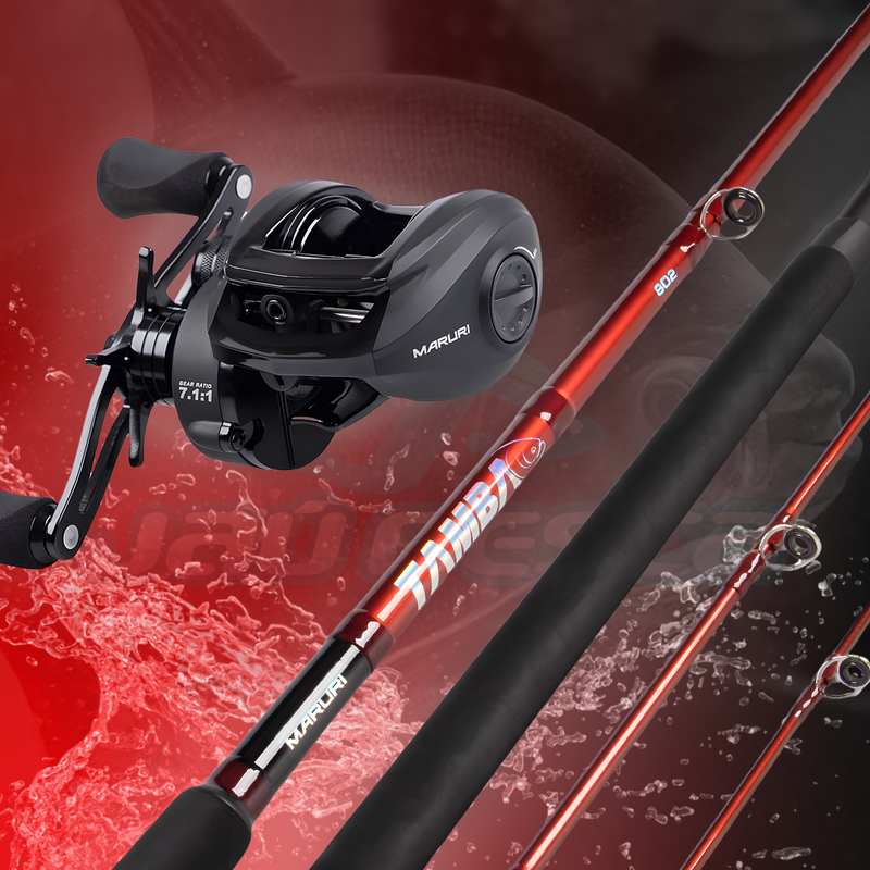 Kit de Pesca Vara 2,10m 40-80lbs + Carretilha Black Tamba BT11 Esquerda + Linha Mono