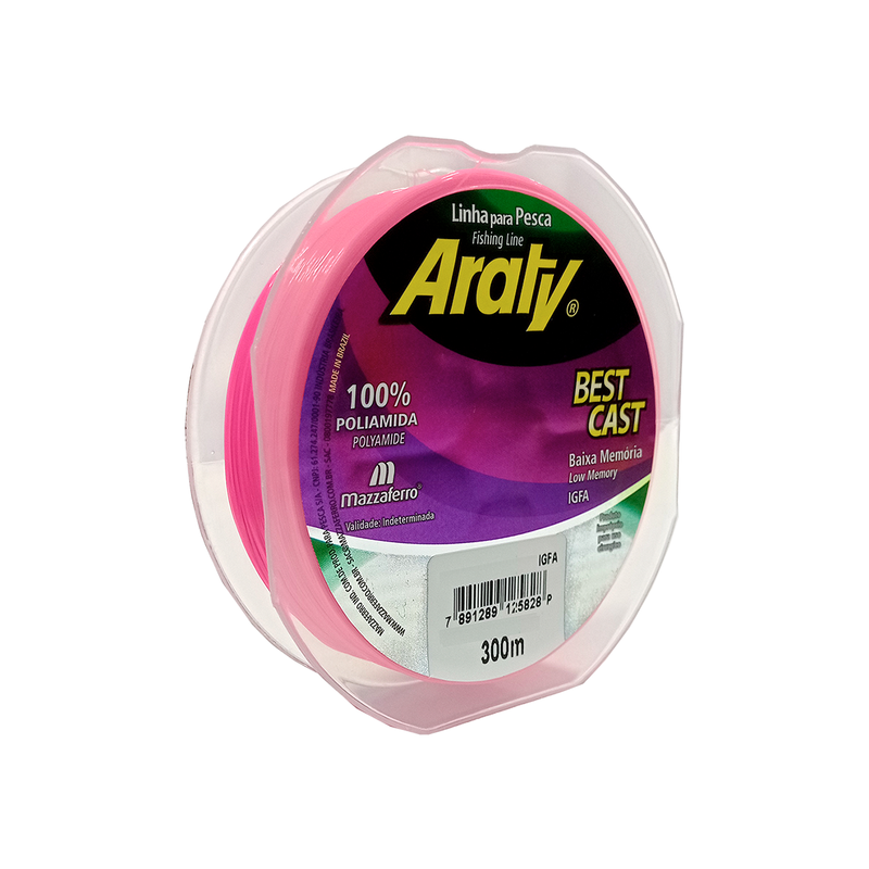 Linha Mono Araty Best Cast 300m 0,25mm Rosa - Mazzaferro