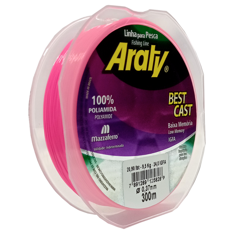 Linha Mono Araty Best Cast 300m 0,30mm Rosa - Mazzaferro