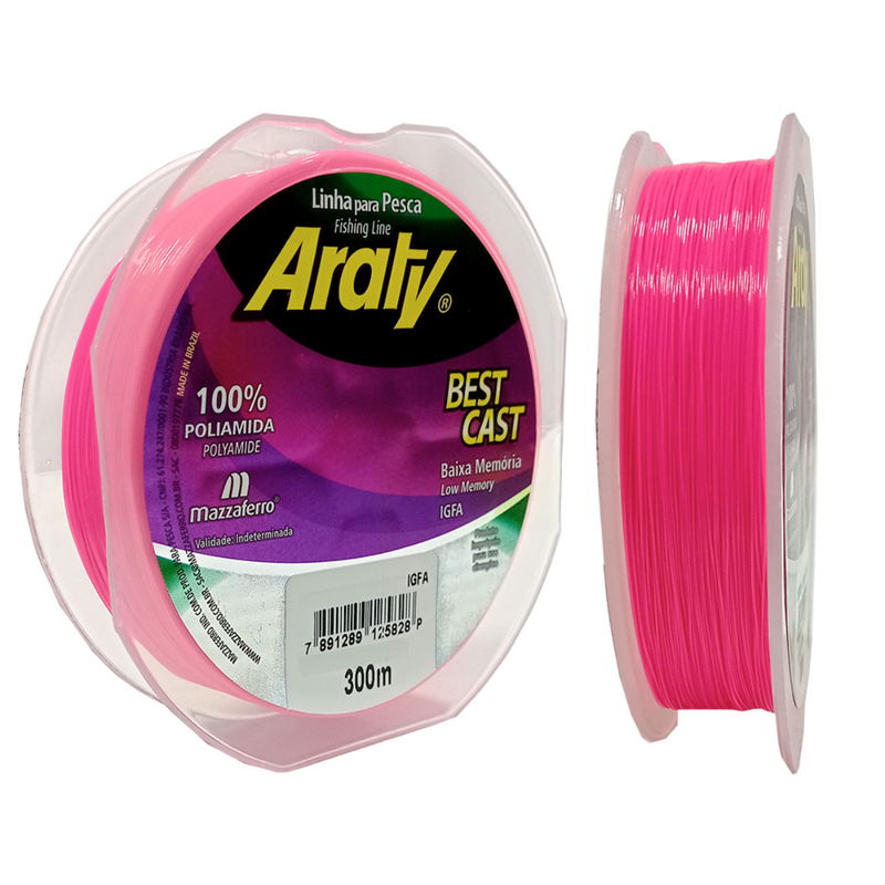 Linha Mono Araty Best Cast 300m 0,30mm Rosa - Mazzaferro