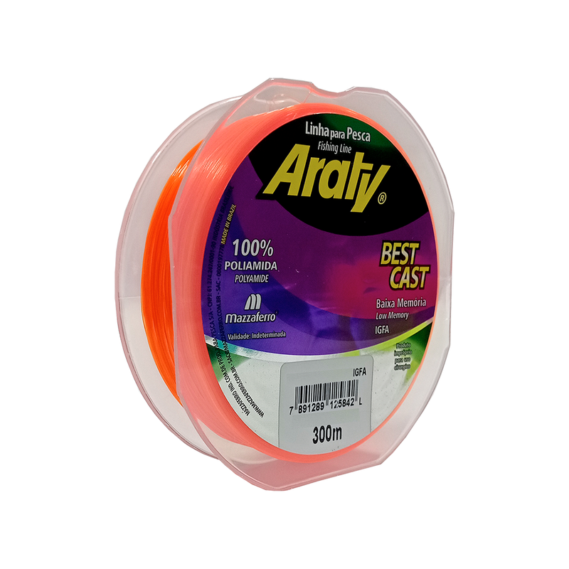 Linha Mono Araty Best Cast 300m 0,25mm Laranja Mazzaferro