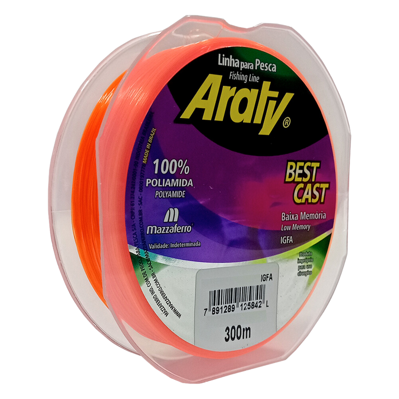 Linha Mono Araty Best Cast 300m 0,28mm Laranja Mazzaferro