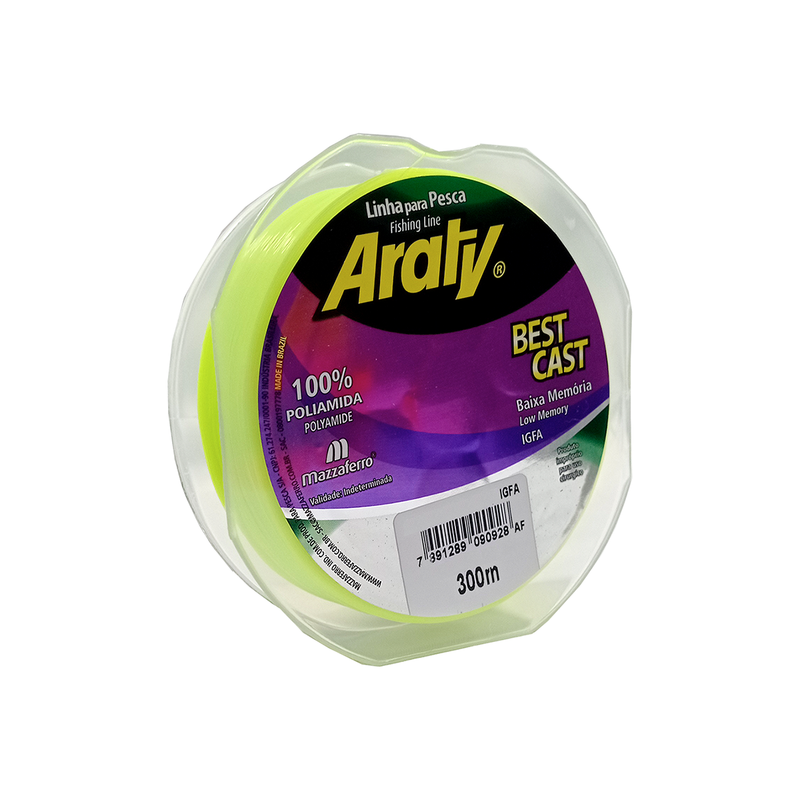 Linha Mono Araty Best Cast 300m 0,25mm Amarelo - Mazzaferro